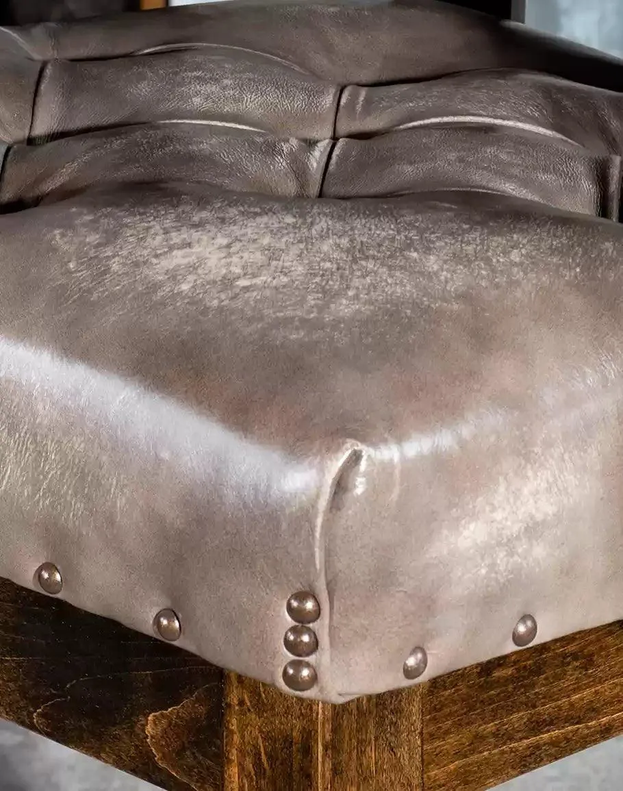 Greystone Tufted Leather Bar Stool
