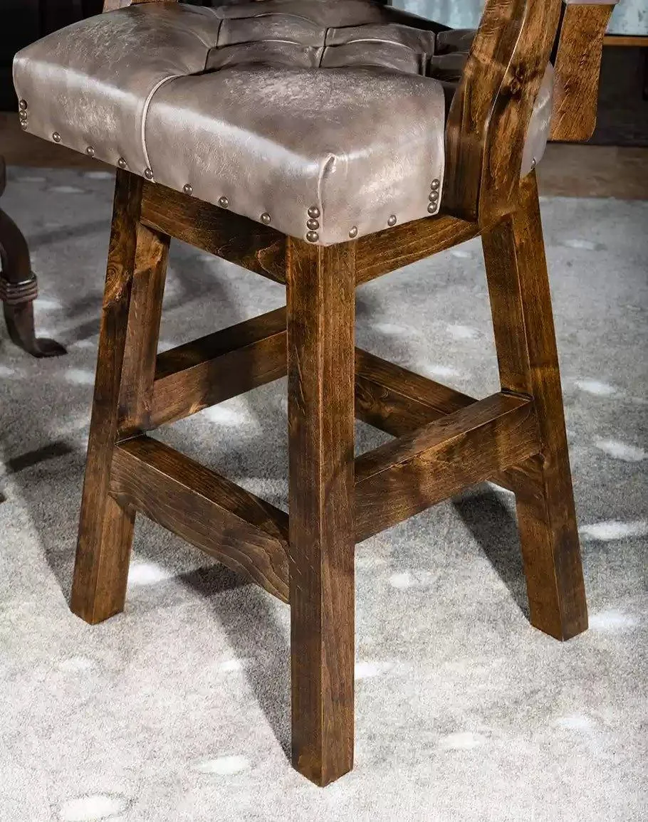 Greystone Tufted Leather Bar Stool