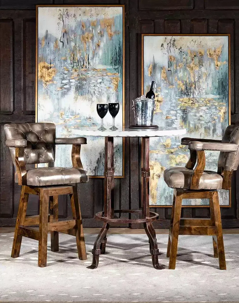 Greystone Tufted Leather Bar Stool
