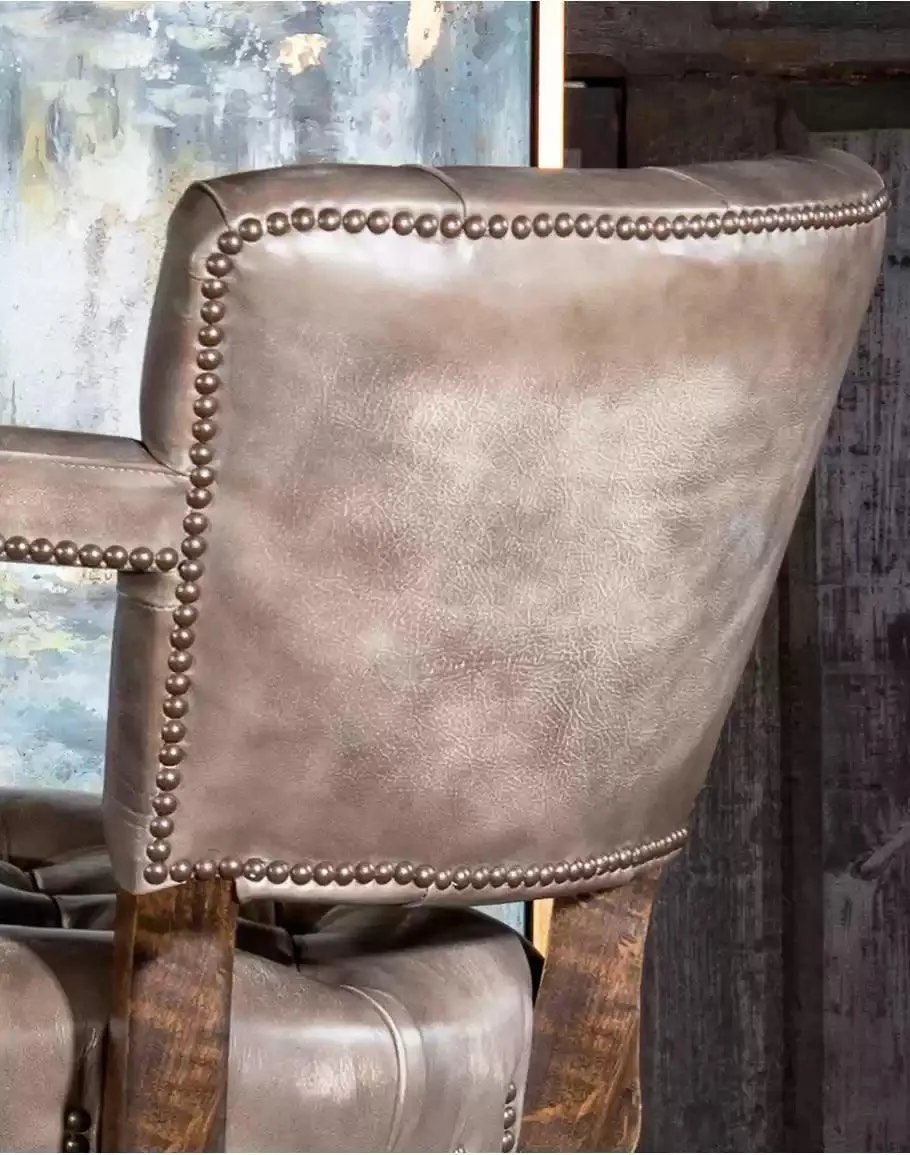 Greystone Tufted Leather Bar Stool