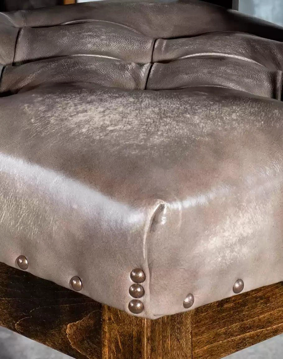 Greystone Tufted Leather Bar Stool