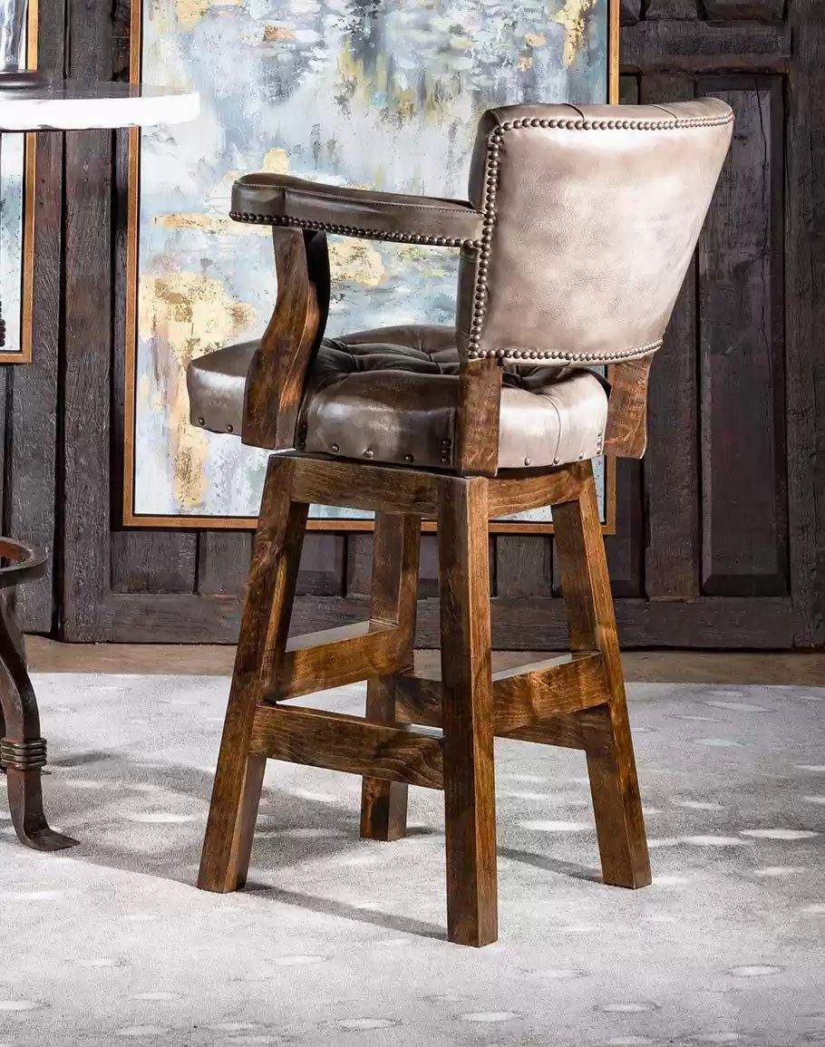 Greystone Tufted Leather Bar Stool