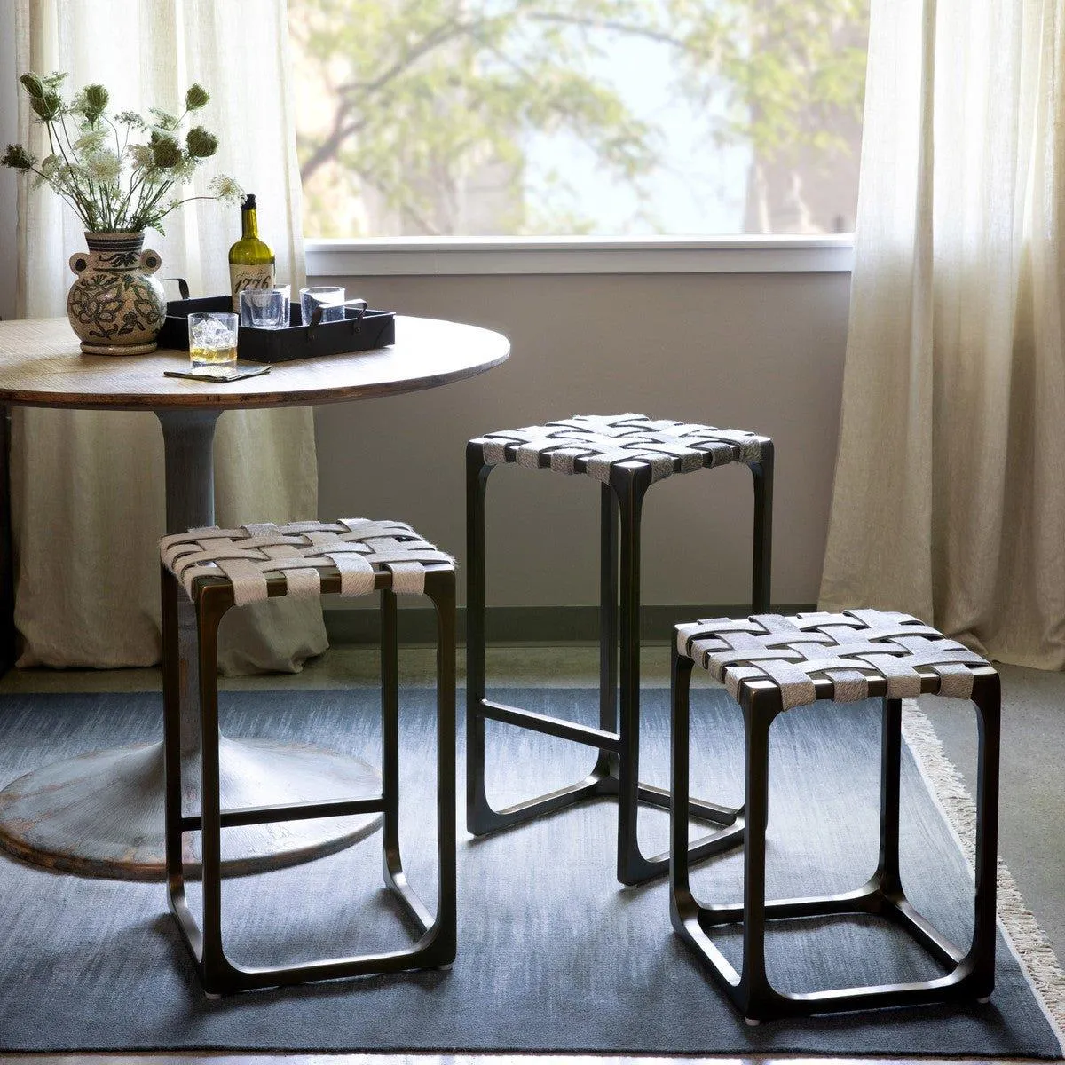 Gris Grey Cowhide Barstool