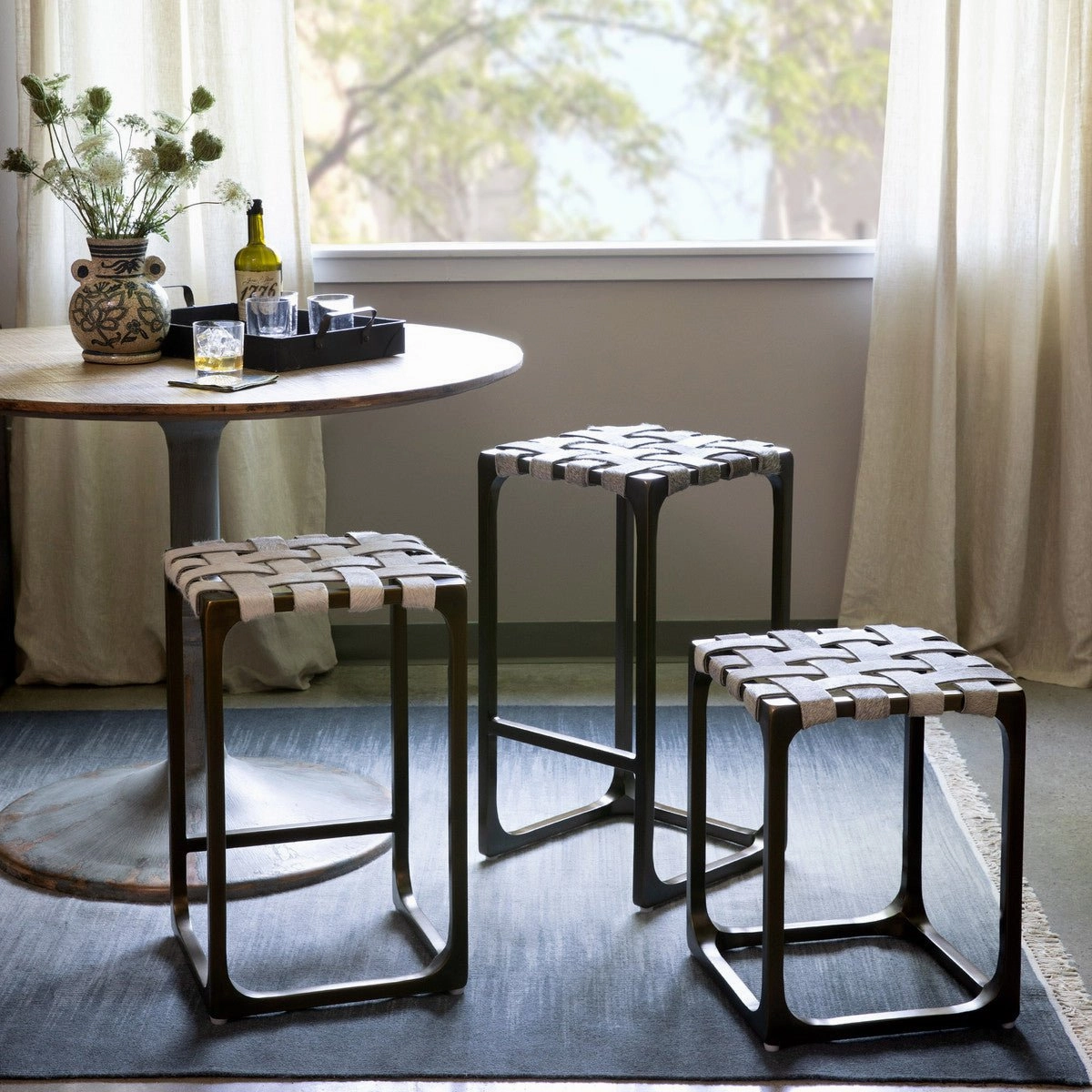 Gris Grey Cowhide Stool