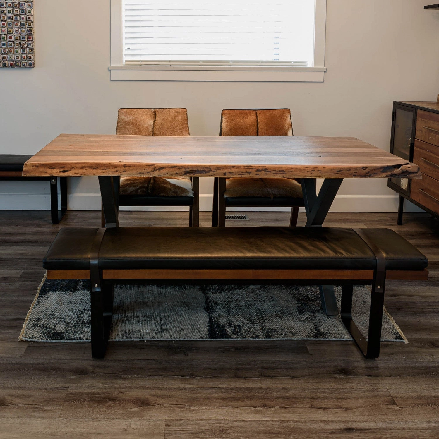 Haldra Upholstered Bench - Black/Brown