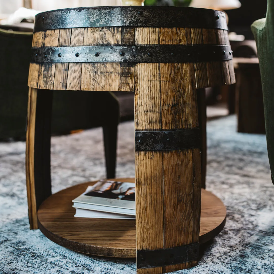 Half Whiskey Barrel Side Table