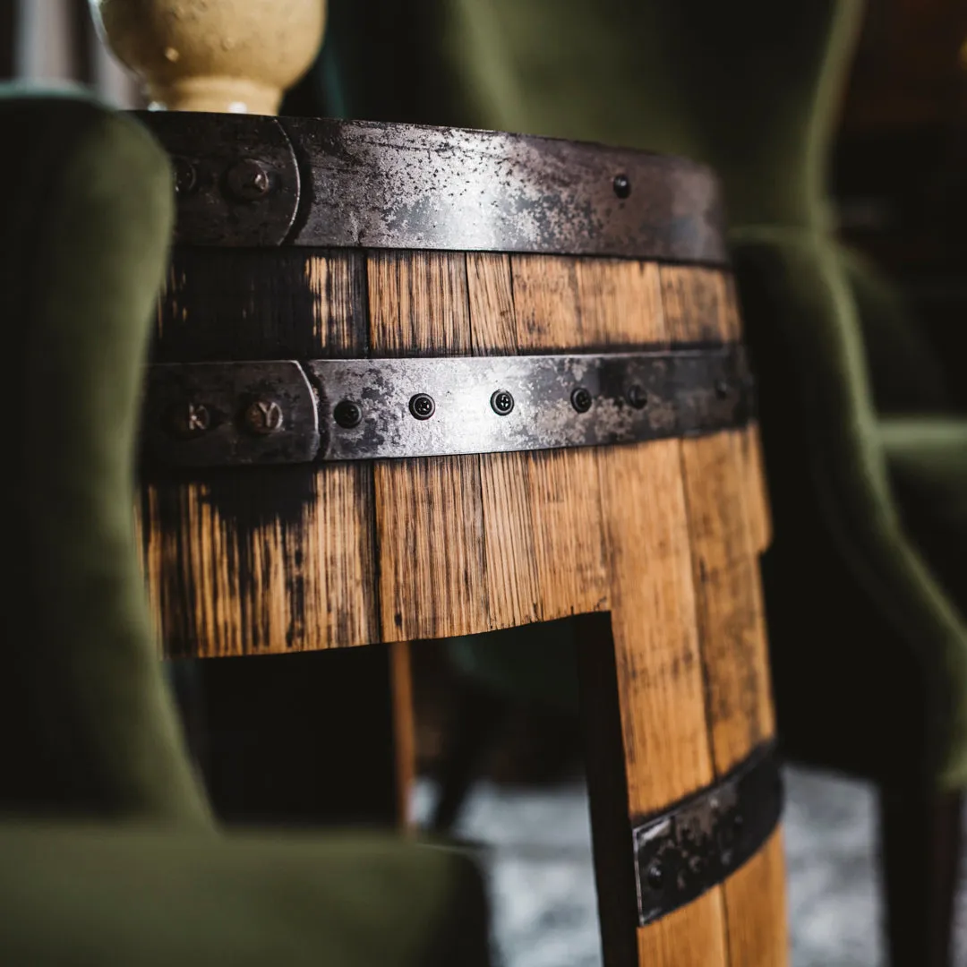 Half Whiskey Barrel Side Table