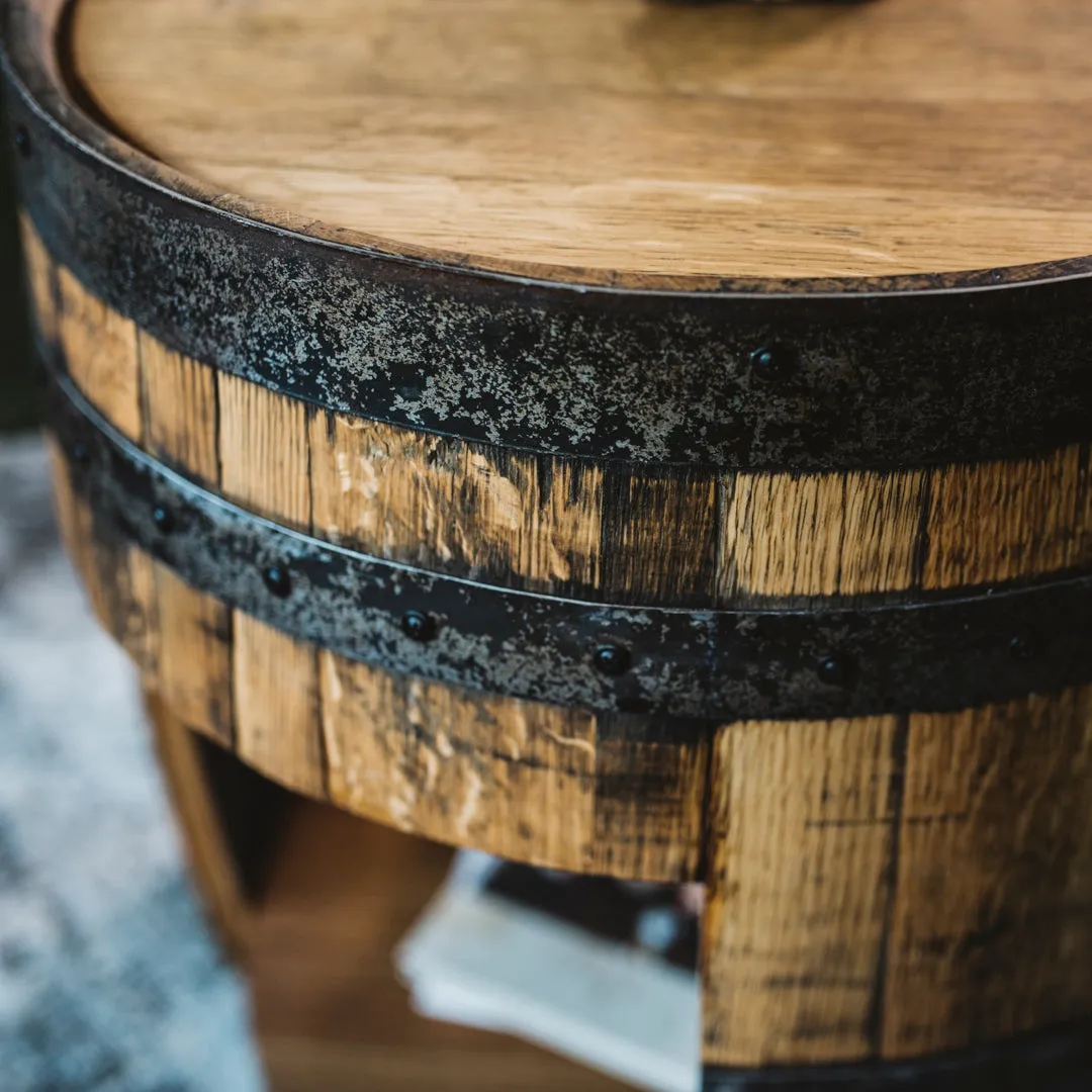 Half Whiskey Barrel Side Table