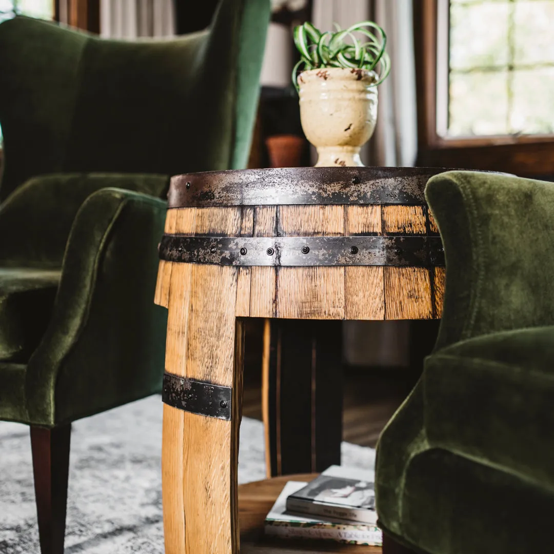 Half Whiskey Barrel Side Table