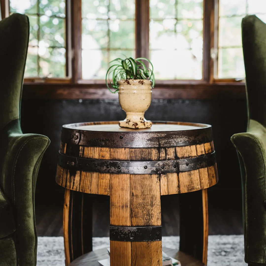 Half Whiskey Barrel Side Table