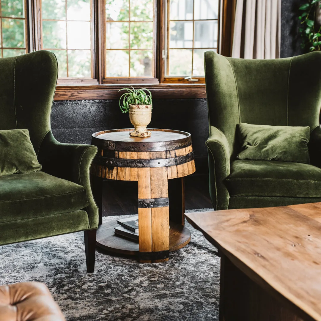 Half Whiskey Barrel Side Table
