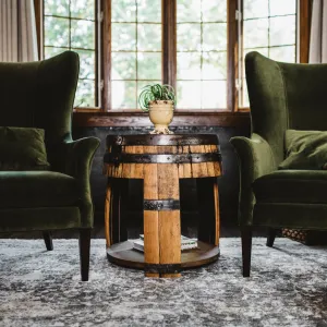 Half Whiskey Barrel Side Table vanity mirror, wall mirror