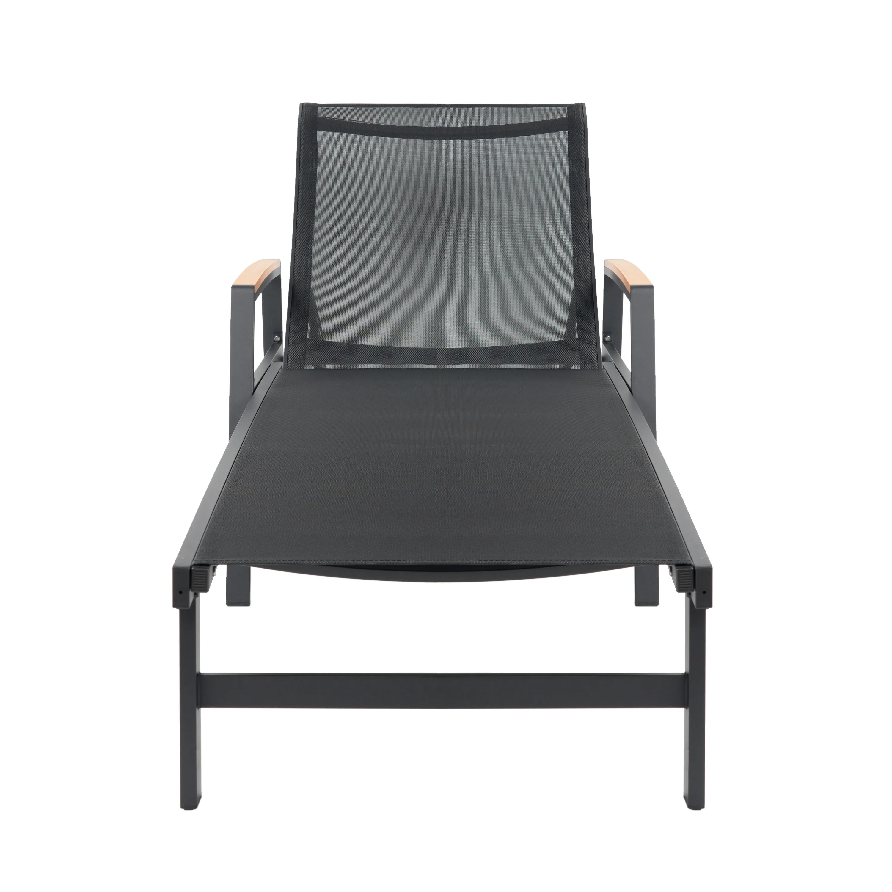 Halload Outdoor Modern Gray Mesh Chaise Lounge