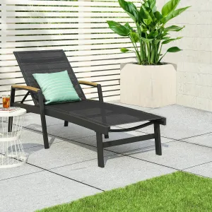 Halload Outdoor Modern Gray Mesh Chaise Lounge patio chairs, outdoor seating