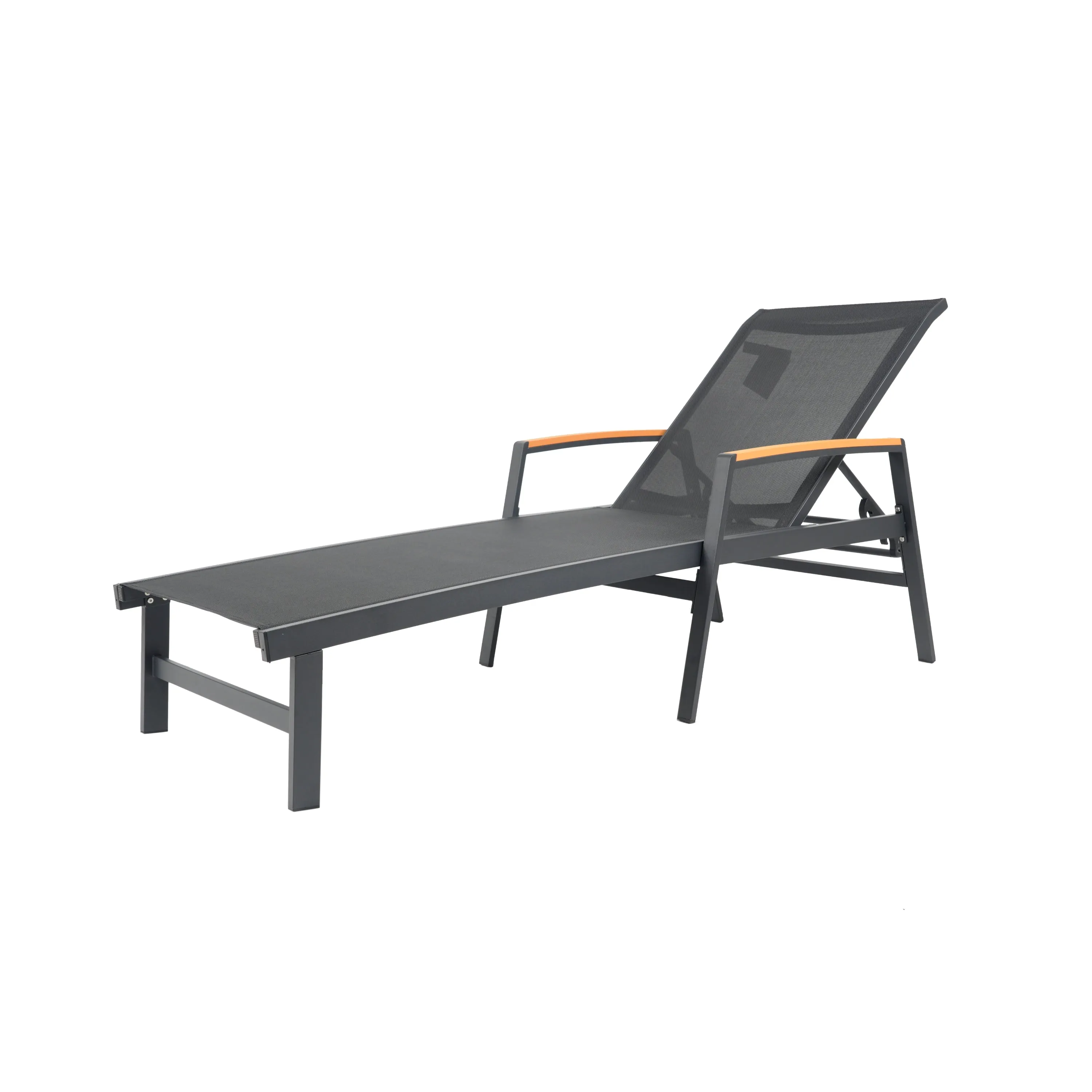 Halload Outdoor Modern Gray Mesh Chaise Lounge