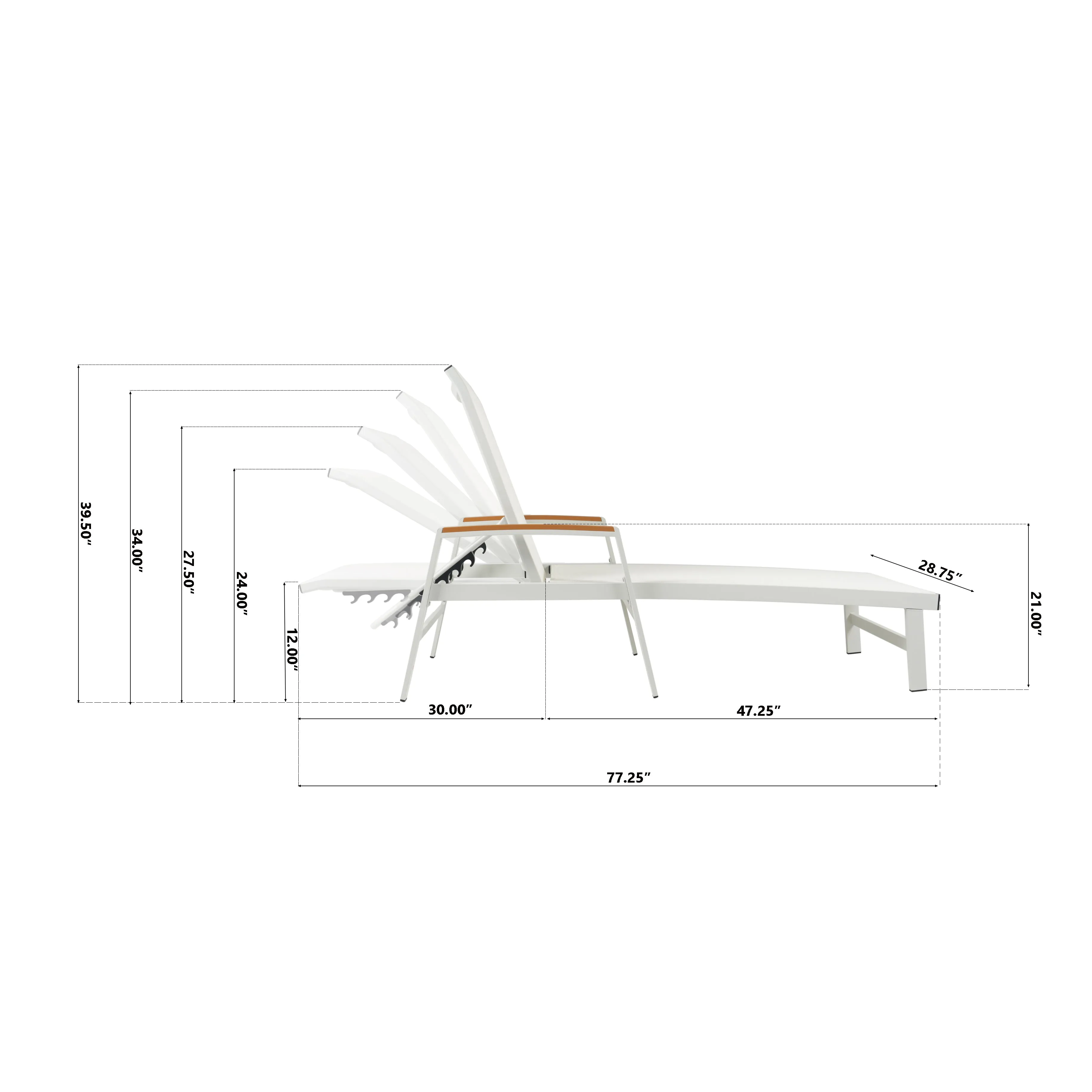Halload Outdoor Modern Gray Mesh Chaise Lounge