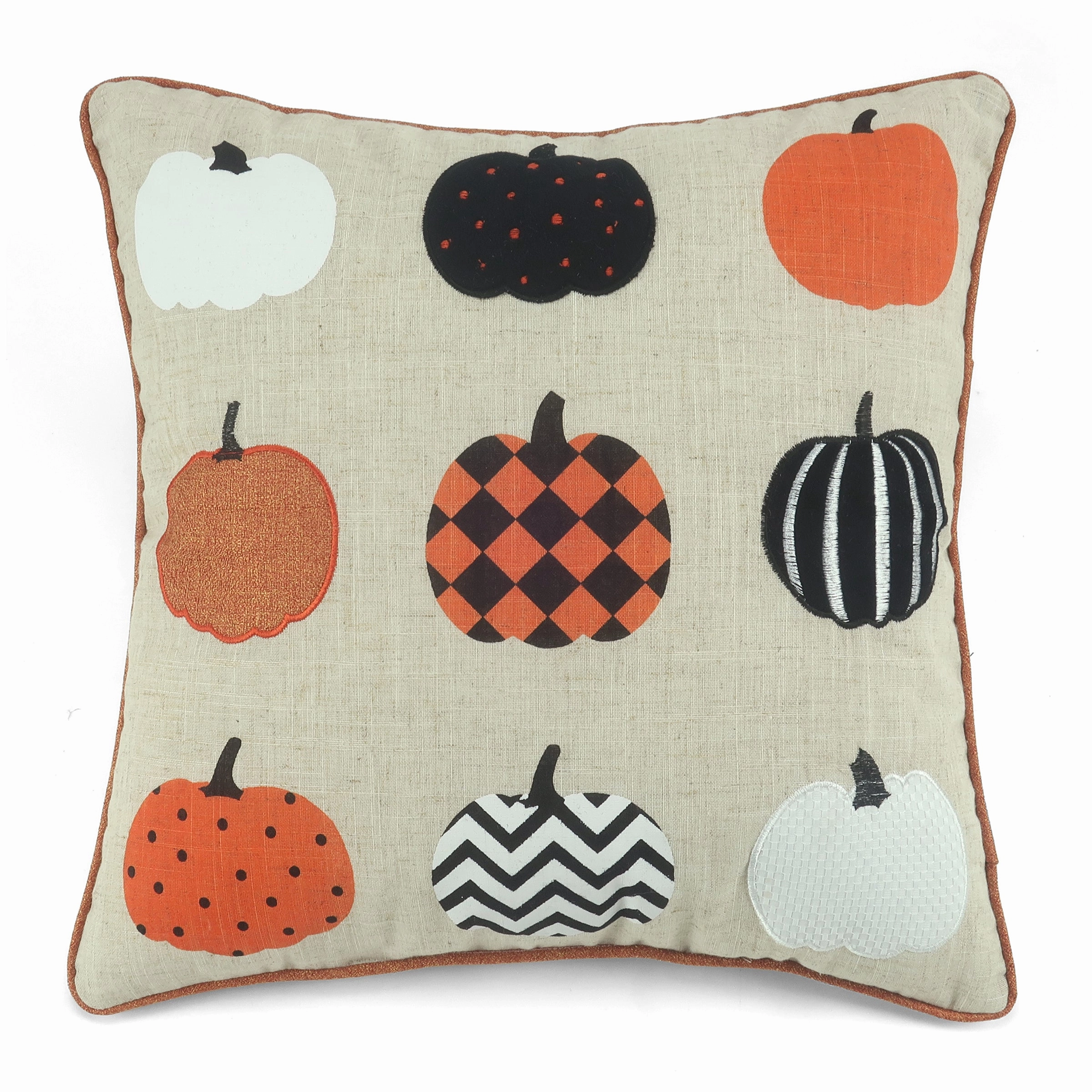 Halloween Pumpkin Line Up Pillow 18X18