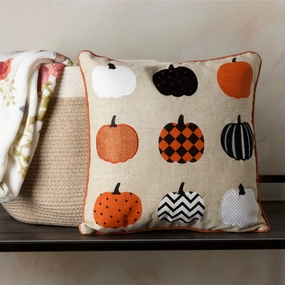 Halloween Pumpkin Line Up Pillow 18X18