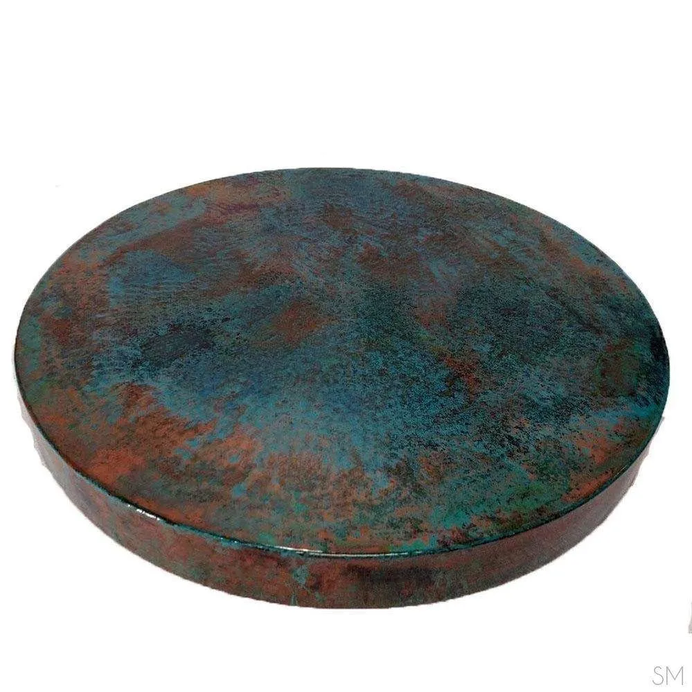 Hammered Copper Coffee Table Iron Base