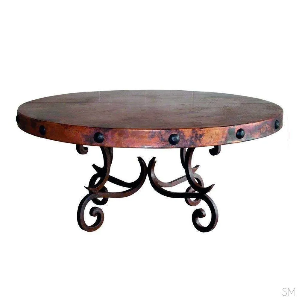 Hammered Copper Coffee Table Iron Base