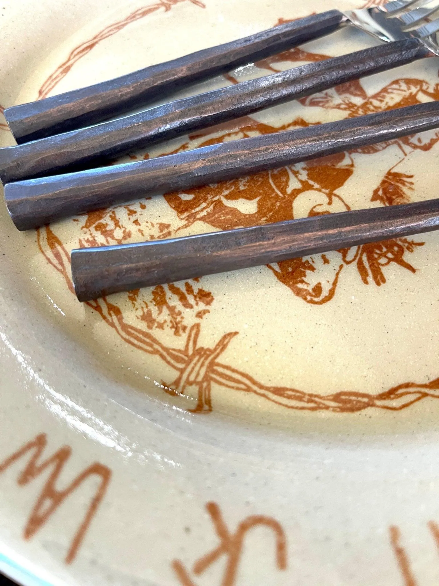 Hammered Copper Handled Flatware Set