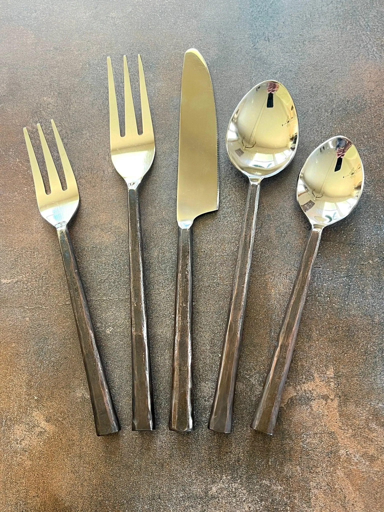 Hammered Copper Handled Flatware Set toilet seat cover, slow close seat
