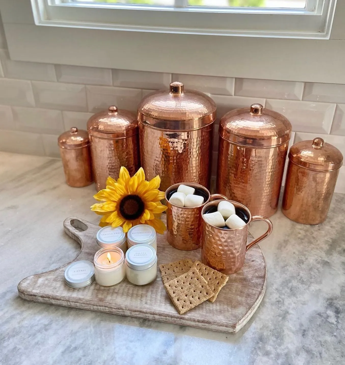 Hammered Copper Kitchen Canisters
