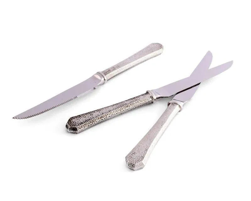 Hammered Pewter Steak Knives