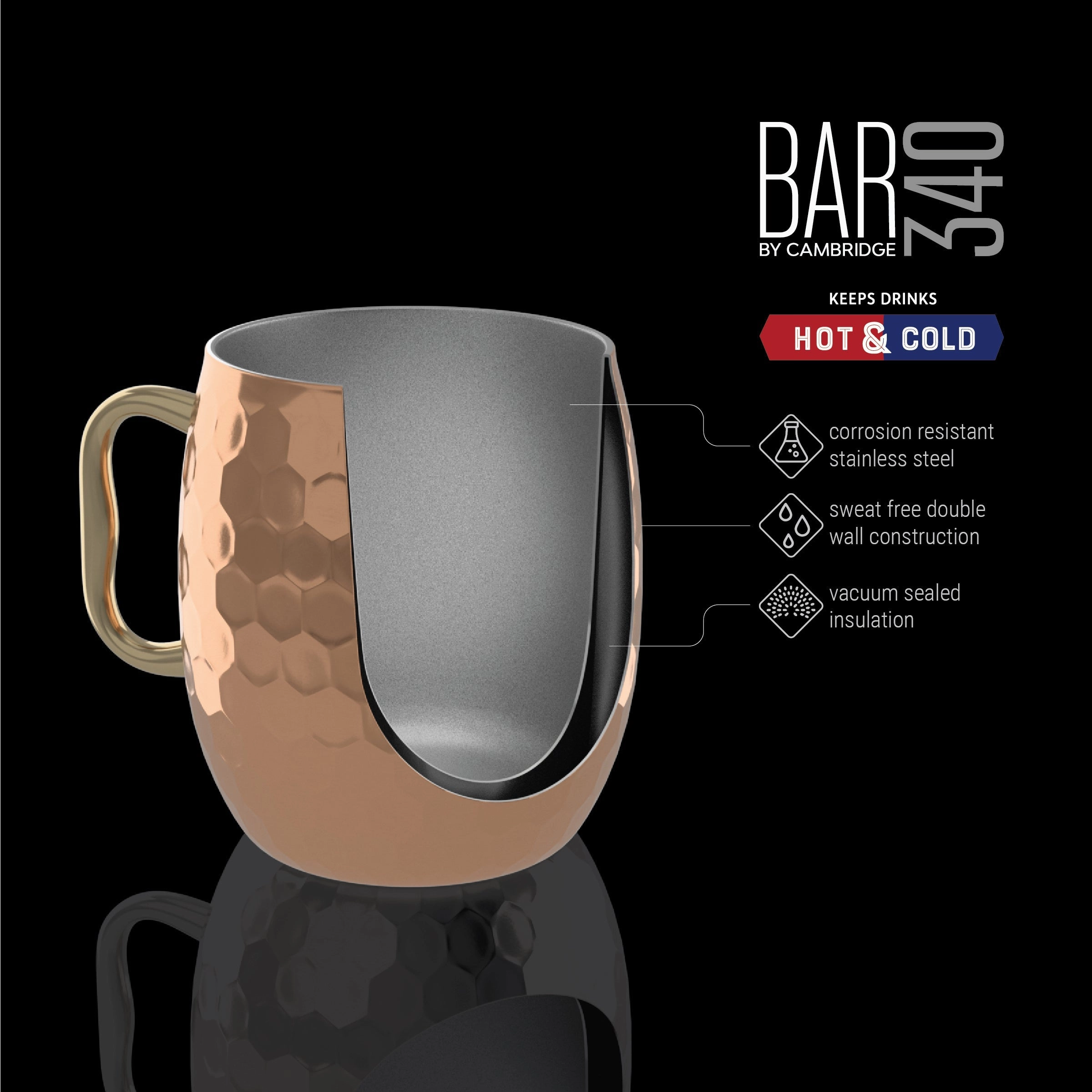 Hammered Copper Moscow Mule Mug - Set Of 2