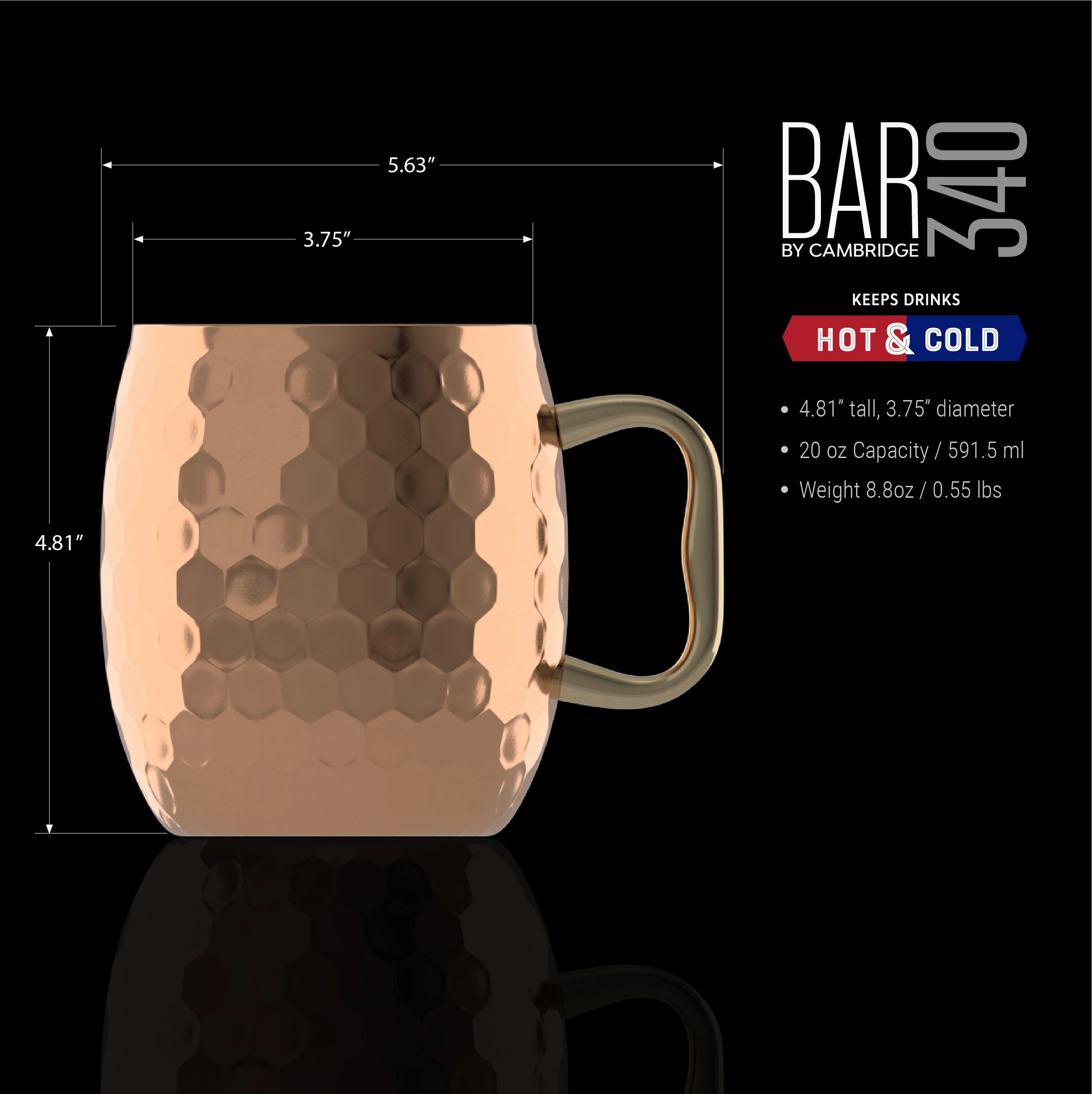 Hammered Copper Moscow Mule Mug - Set Of 2