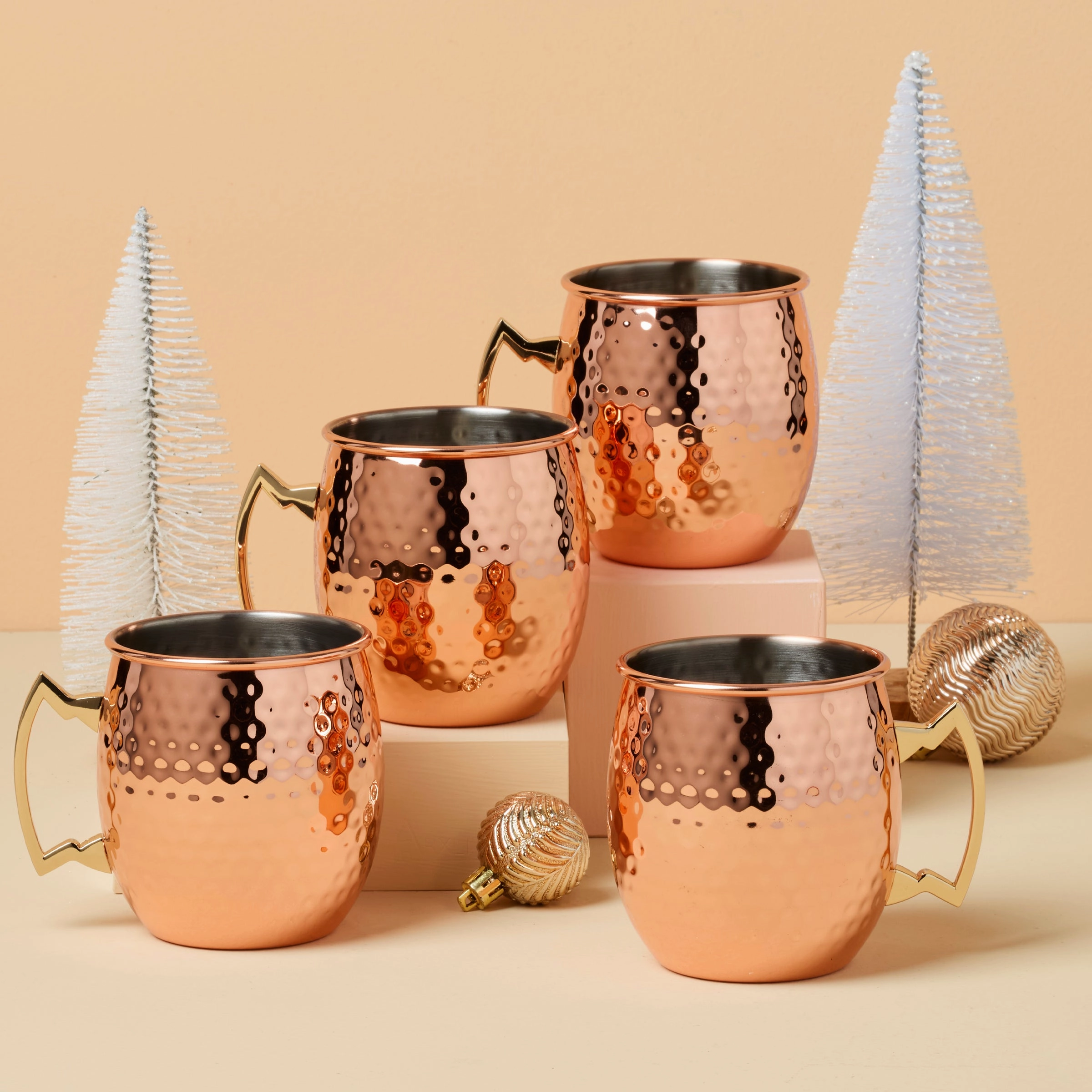 Hammered Copper Moscow Mule Mugs - Set Of 4
