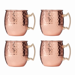 Hammered Copper Moscow Mule Mugs - Set Of 4