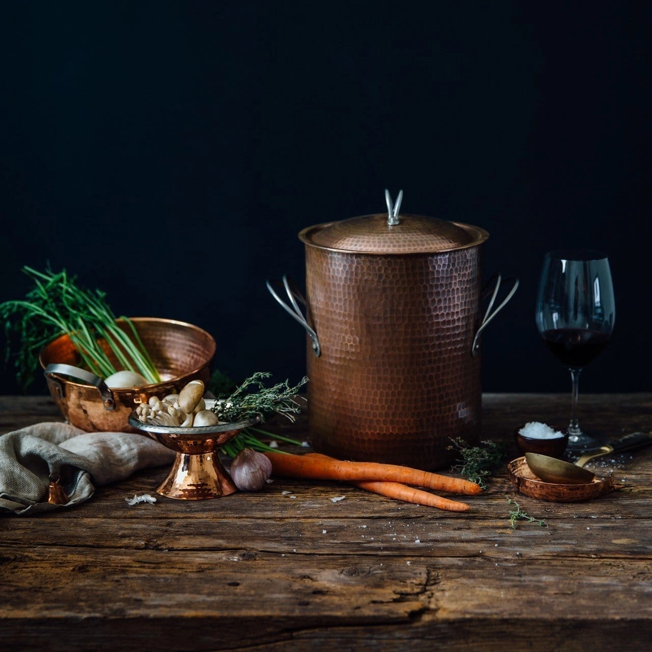 Hammered Copper Stock Pots