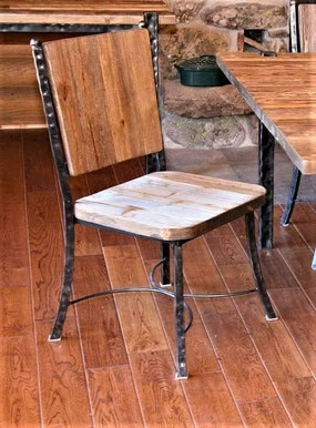 Hammered Iron Dining Chairs w/ Wood Seat glassware set, wine glass