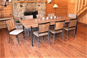 Hammered Iron Dining Table w/ Wood Top glassware set, wine glass