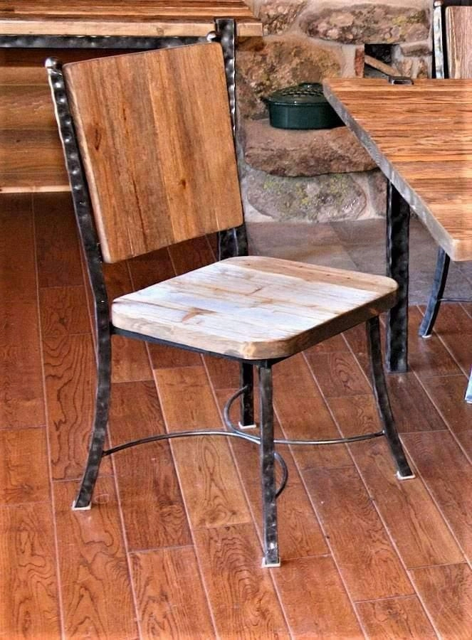 Hammered Iron Dining Table w/ Wood Top