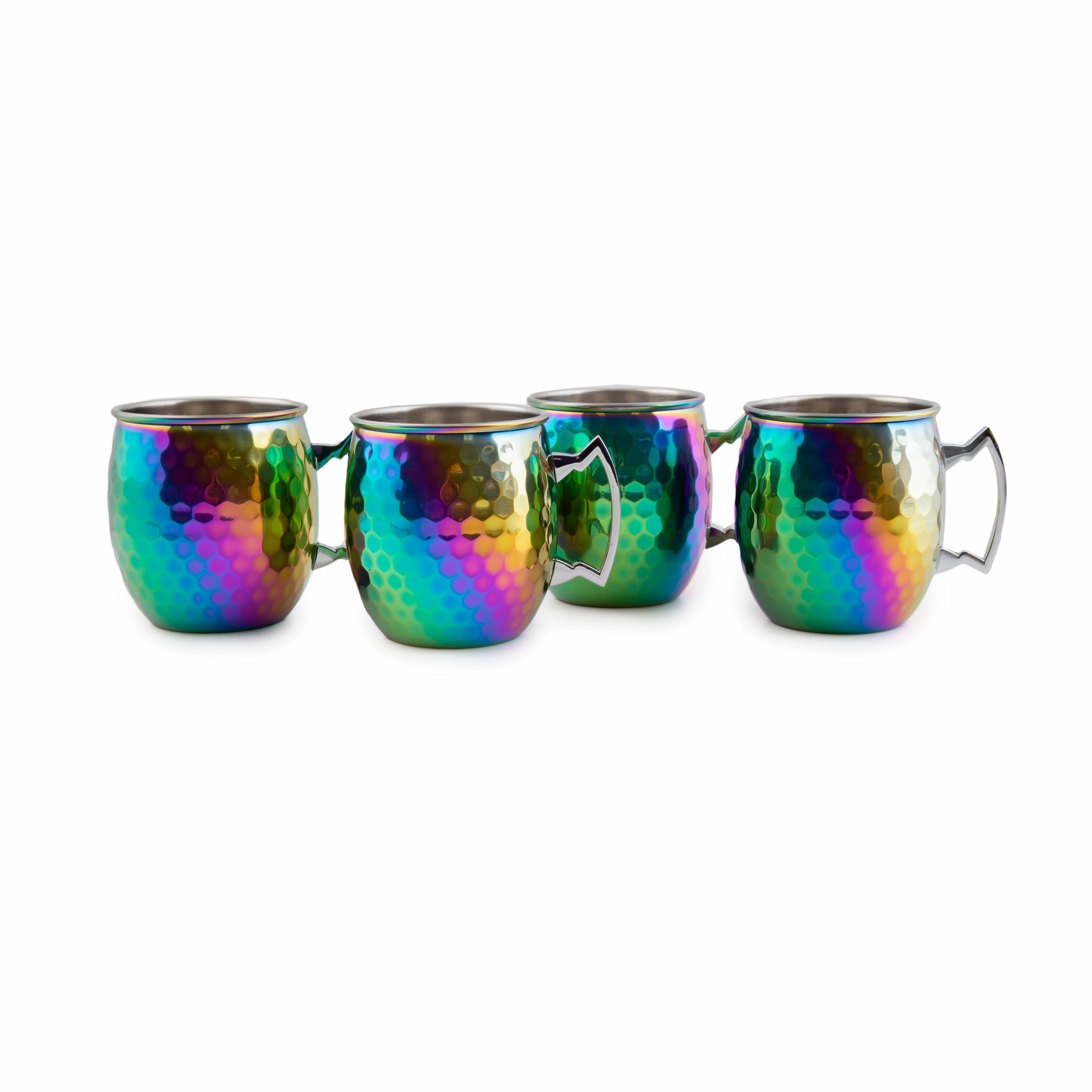 Hammered Rainbow Moscow Mule Mugs - Set Of 4