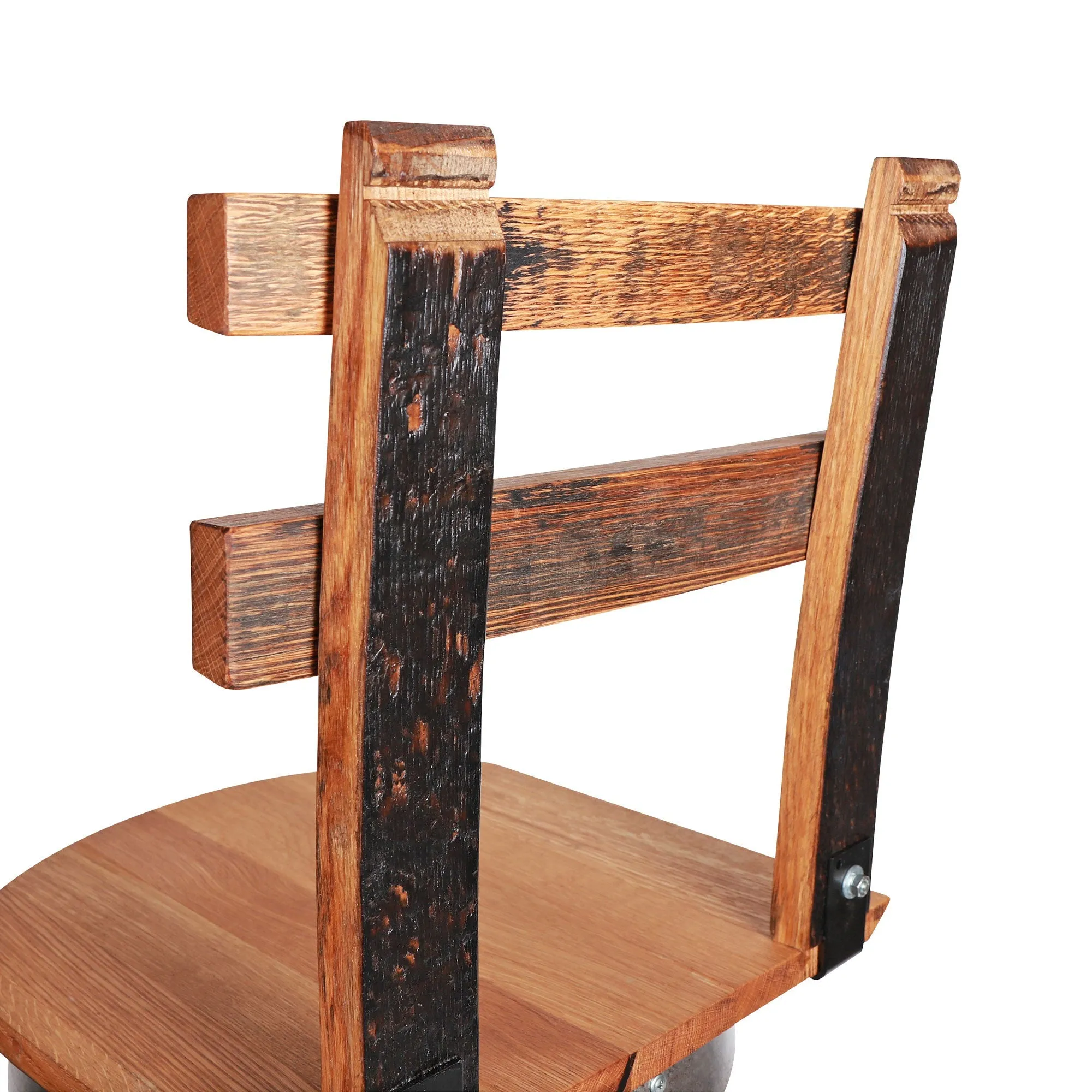 Handcrafted Rustic Bar Stool with Swivel Seat and Backrest