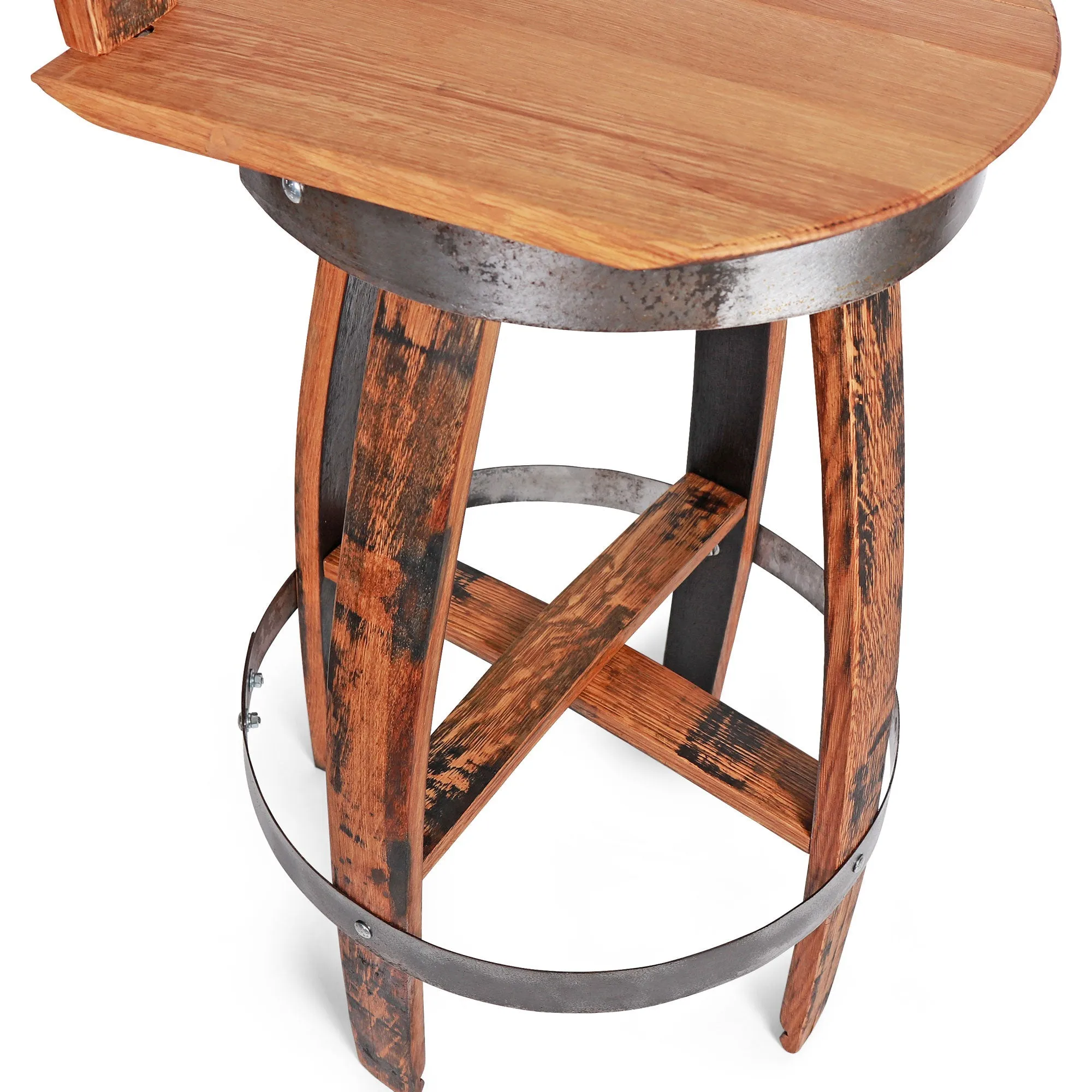 Handcrafted Rustic Bar Stool with Swivel Seat and Backrest