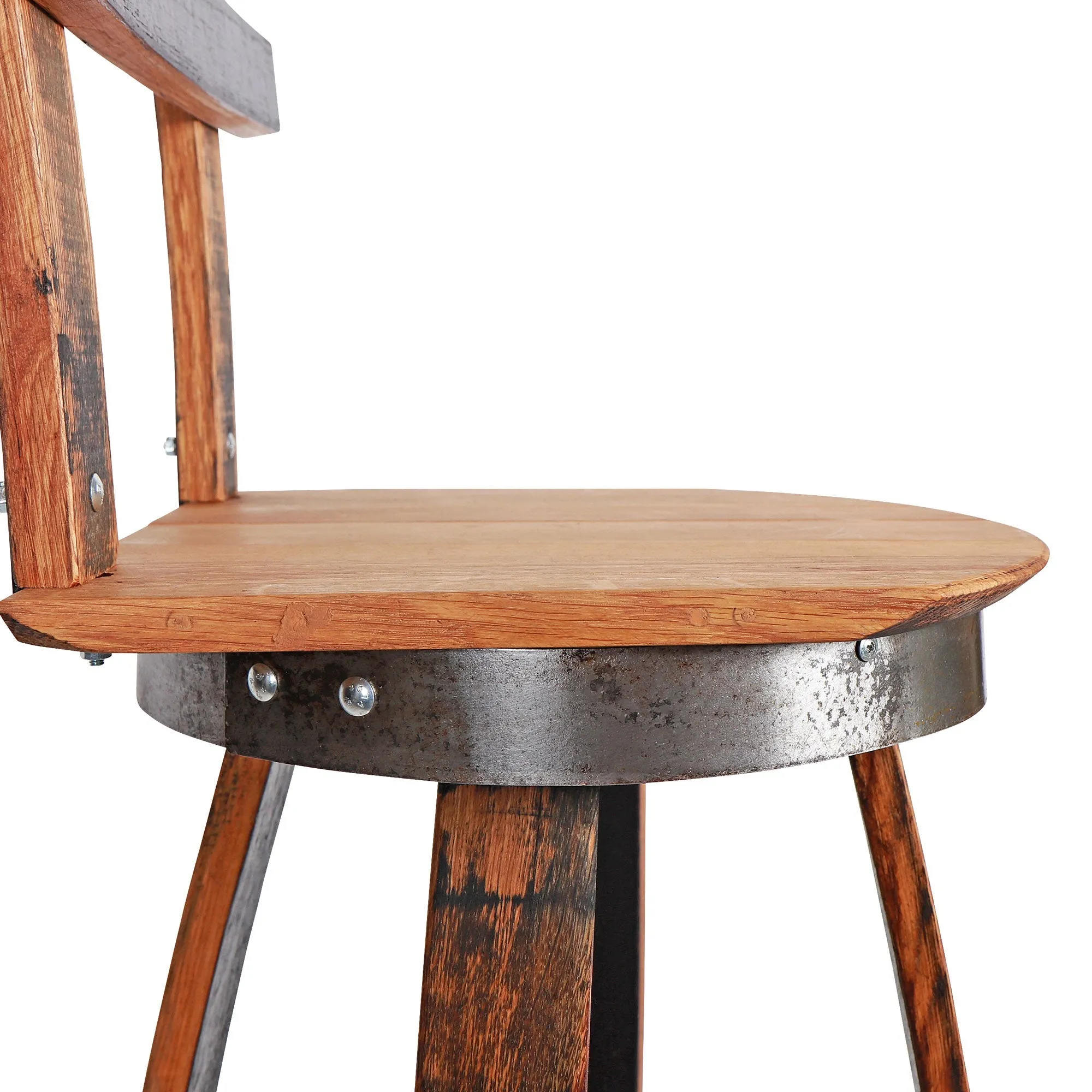 Handcrafted Rustic Bar Stool with Swivel Seat and Backrest