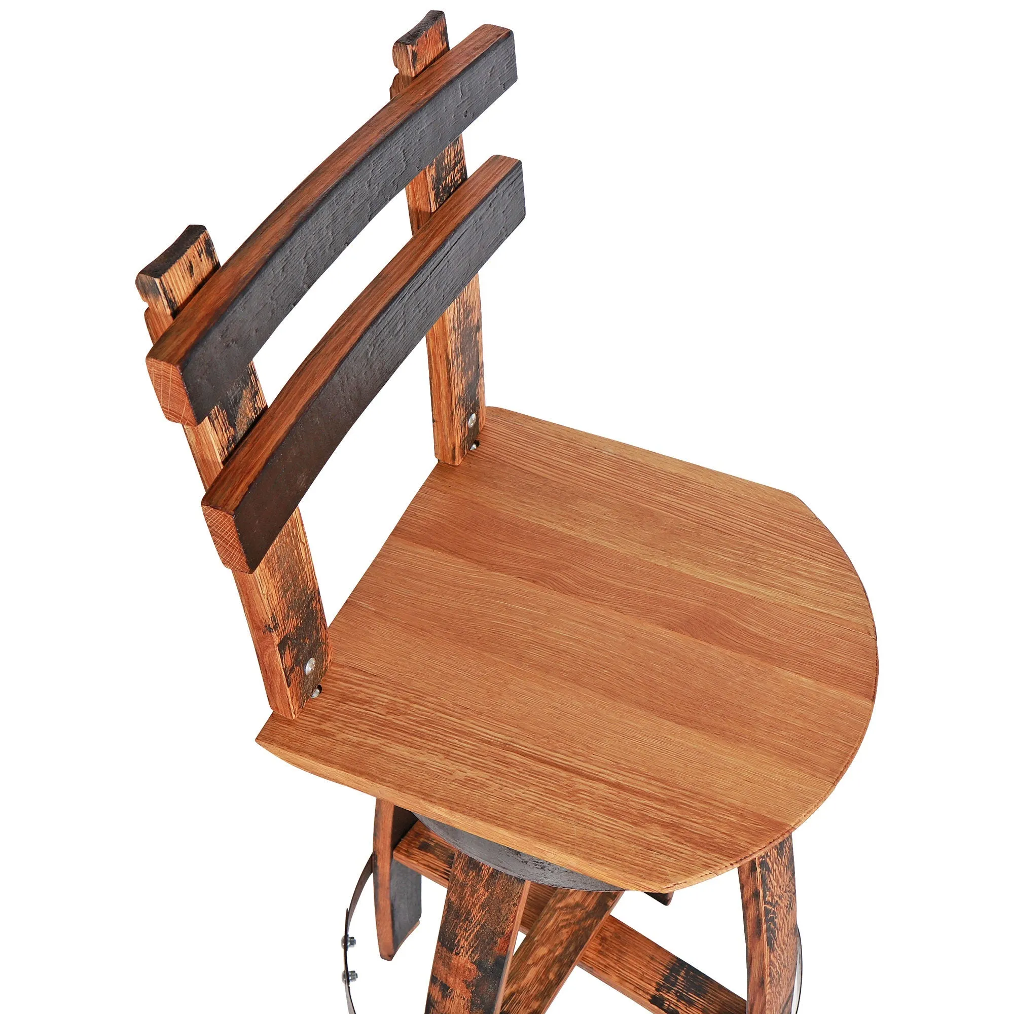 Handcrafted Rustic Bar Stool with Swivel Seat and Backrest