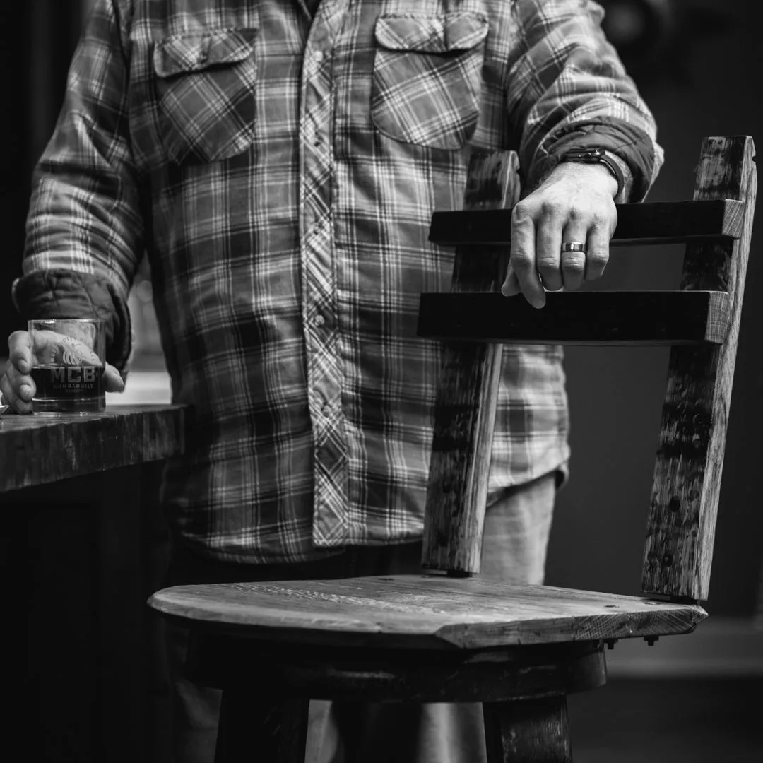 Handcrafted Rustic Bar Stool with Swivel Seat and Backrest