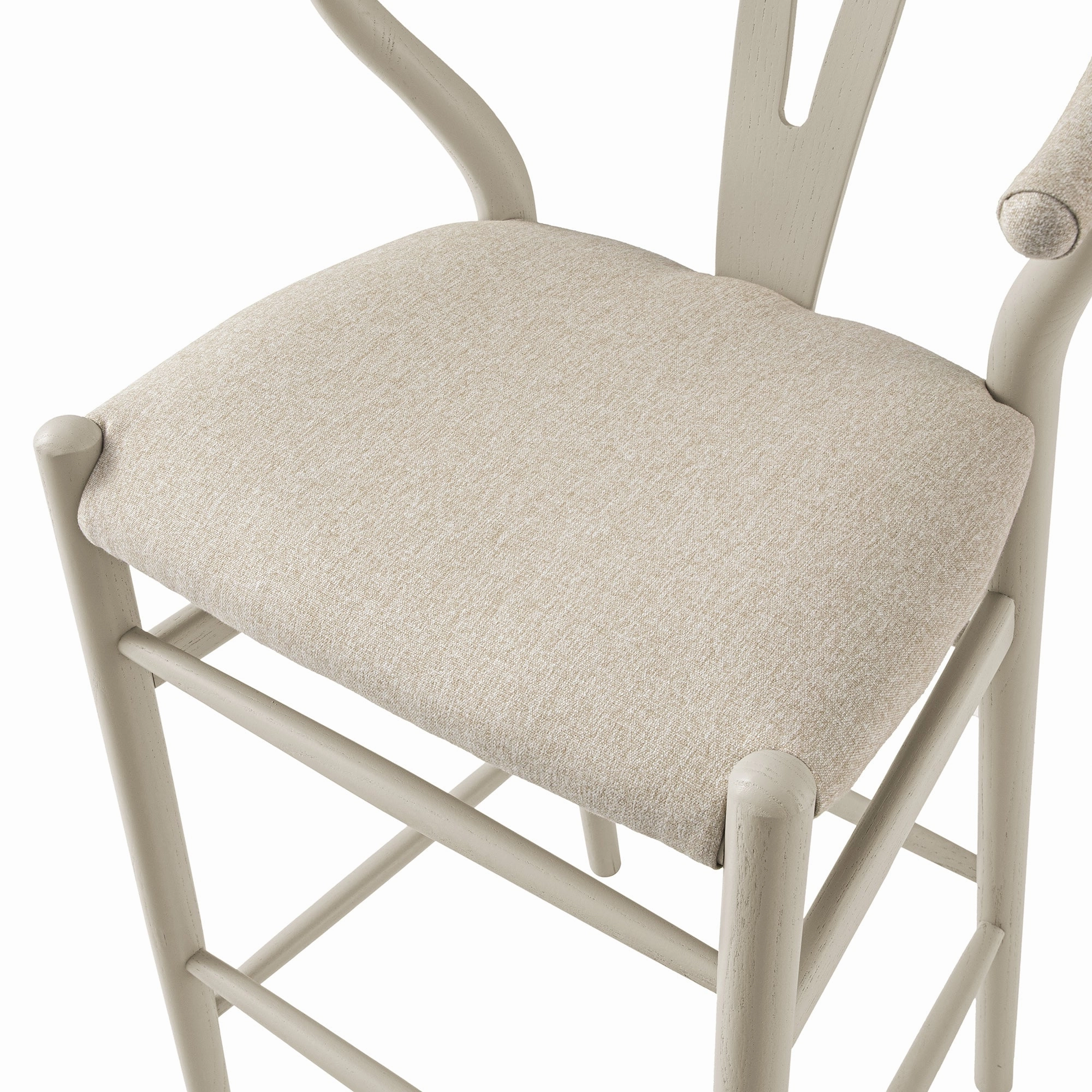 Hansel Bar Stool, Taupe Frame with Oatmeal Fabric Seat