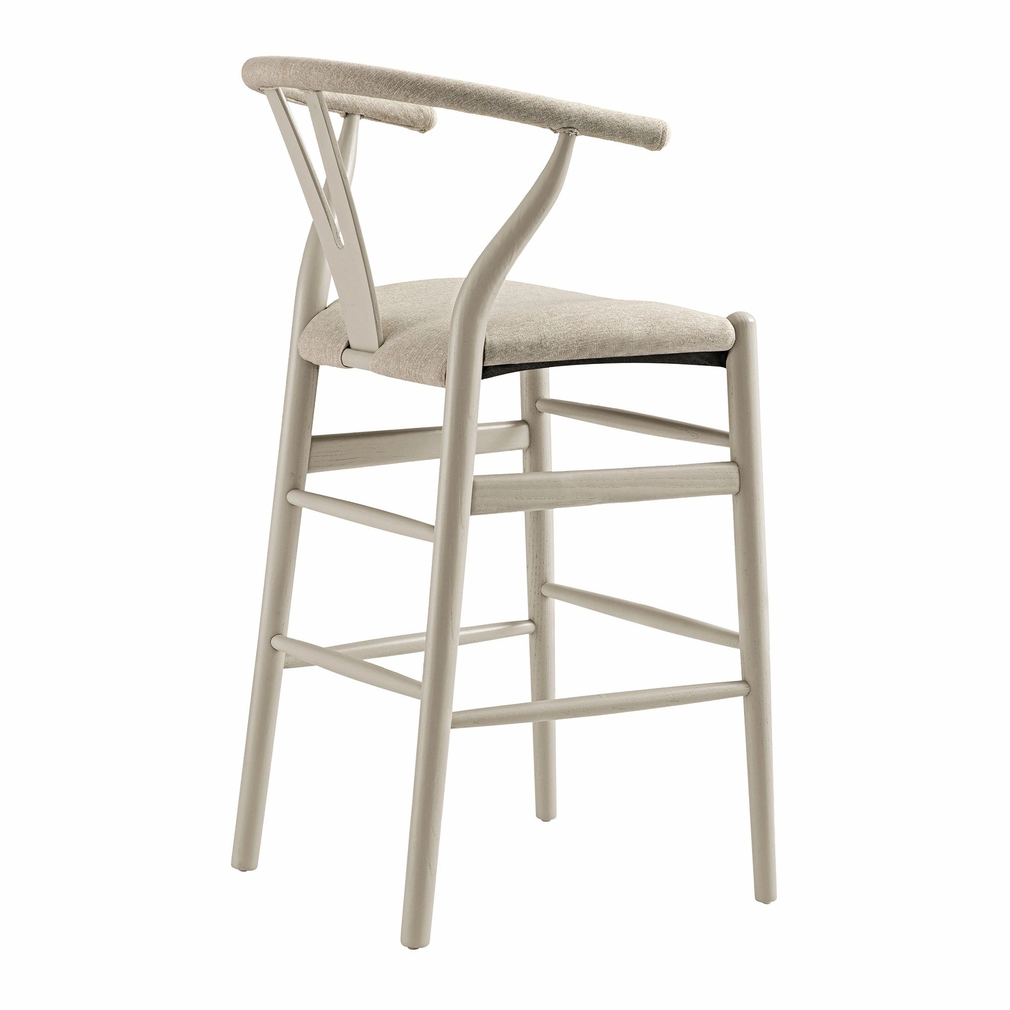 Hansel Counter Stool, Taupe Frame with Oatmeal Fabric Seat