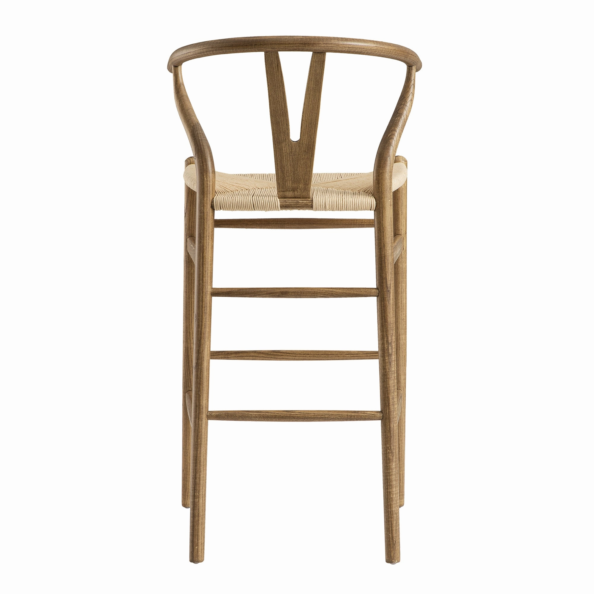 Hansel Wooden Natural Weave Bar Stool, Light Walnut Colour Frame