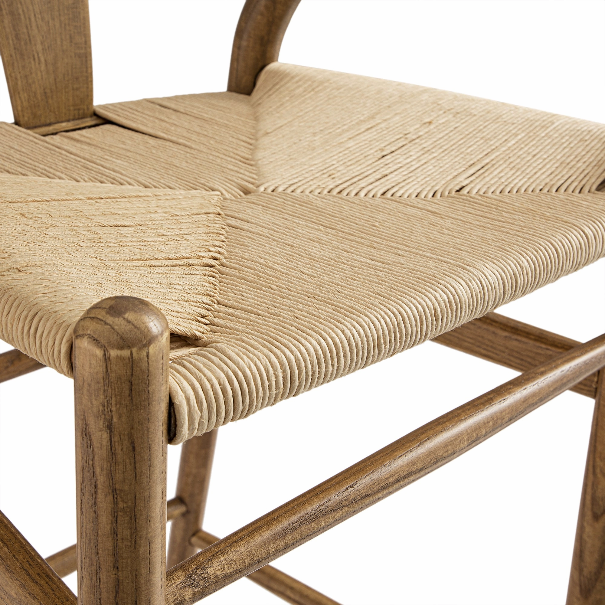 Hansel Wooden Natural Weave Bar Stool, Light Walnut Colour Frame