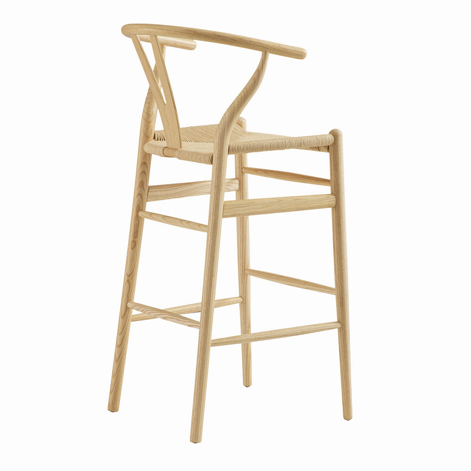 Hansel Wooden Natural Weave Bar Stool, Natural Frame