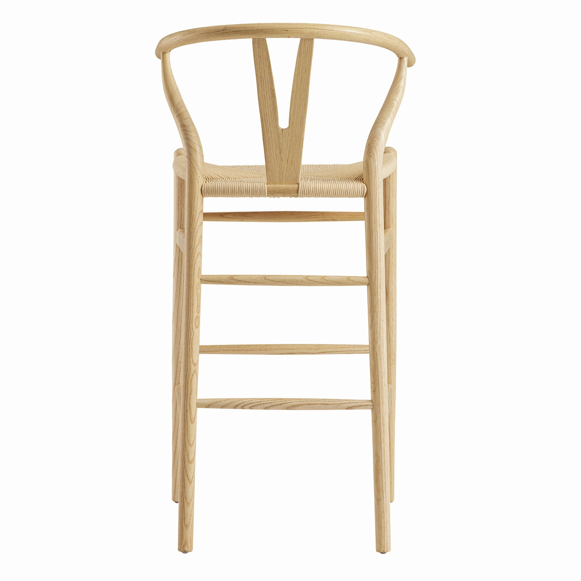 Hansel Wooden Natural Weave Bar Stool, Natural Frame