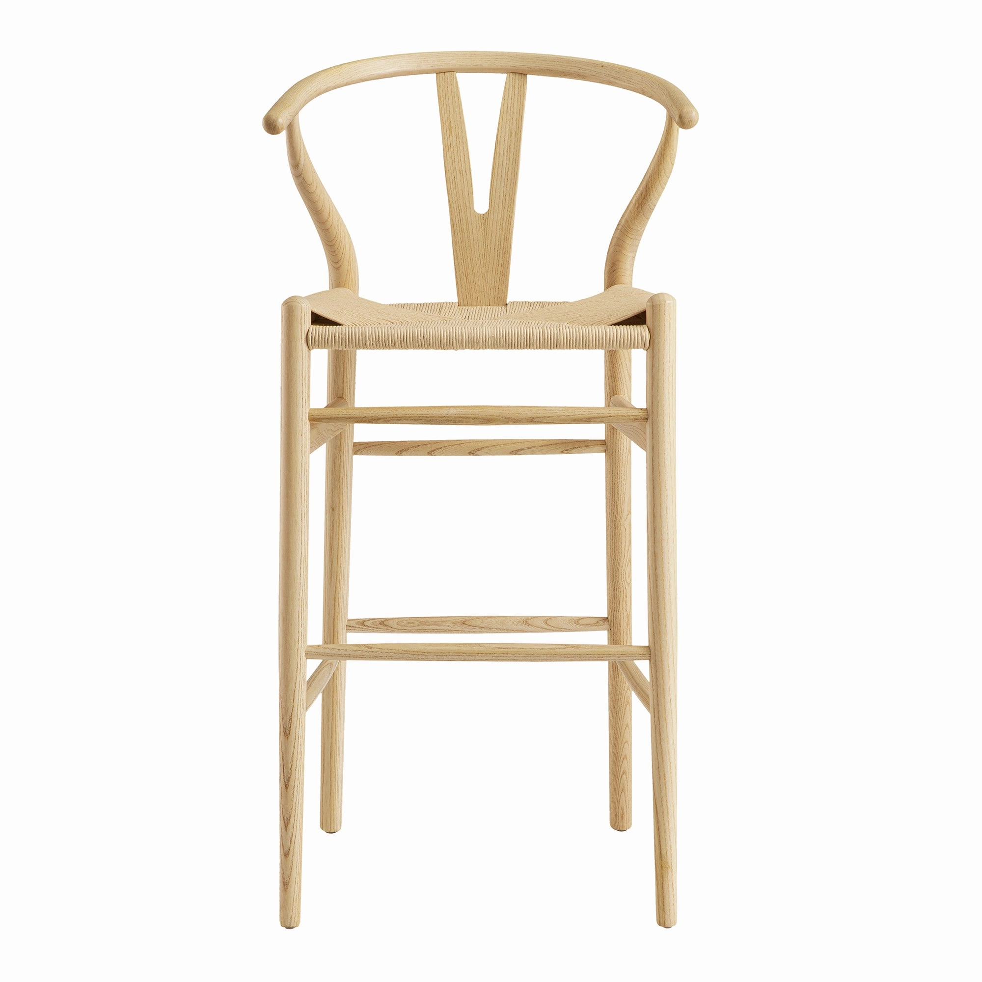 Hansel Wooden Natural Weave Bar Stool, Natural Frame