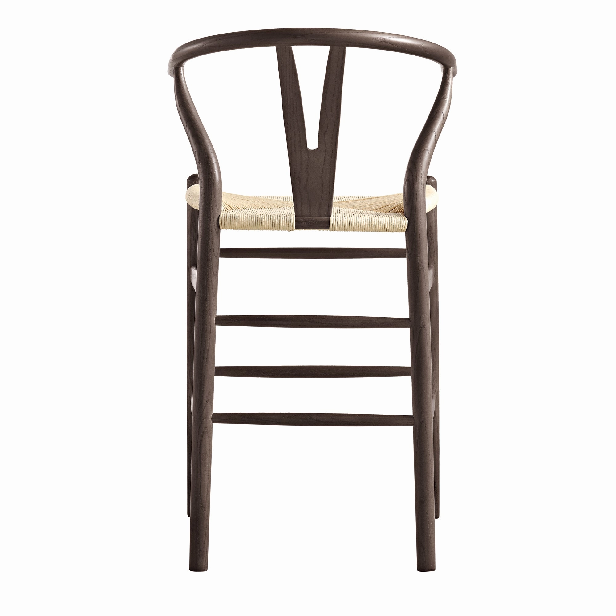 Hansel Wooden Natural Weave Counter Stool, Dark Walnut Colour Frame